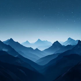 Serene Mountain Landscape at Night