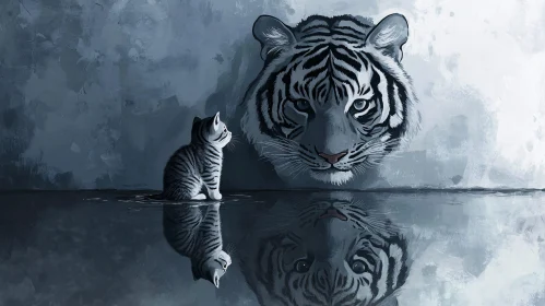 Small Cat, Big Dreams: Tiger Reflection