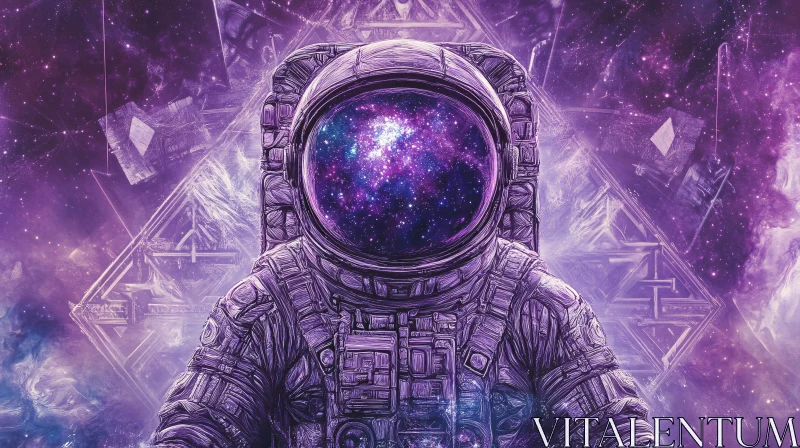 AI ART Astronaut Amidst Purple Galaxy