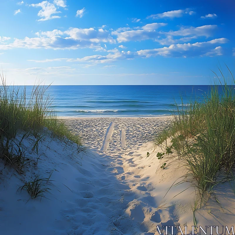 Seaside Path with Tire Tracks AI Image