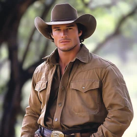 Man in Cowboy Attire Outdoor Portrait