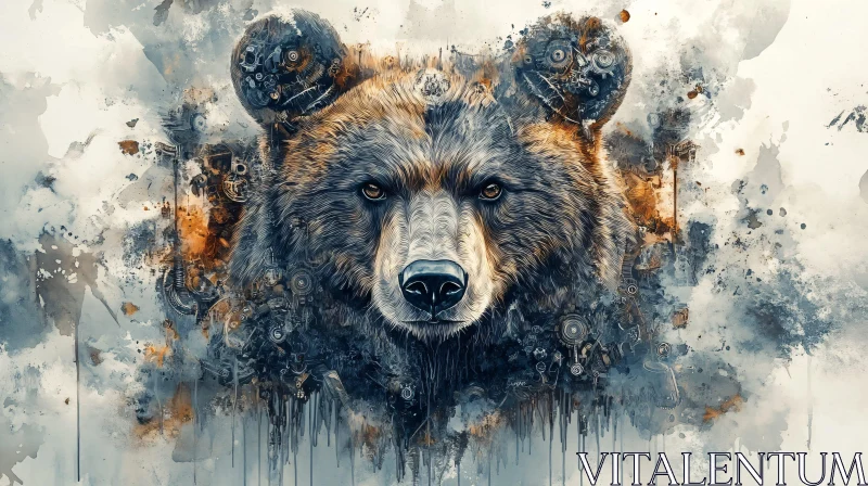 AI ART Surreal Mechanical Bear Painting