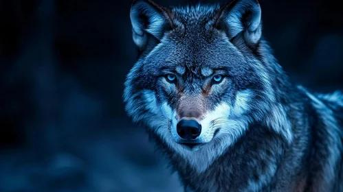 Wolf Portrait with Intense Gaze