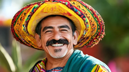 Joyful Man in Traditional Sombrero