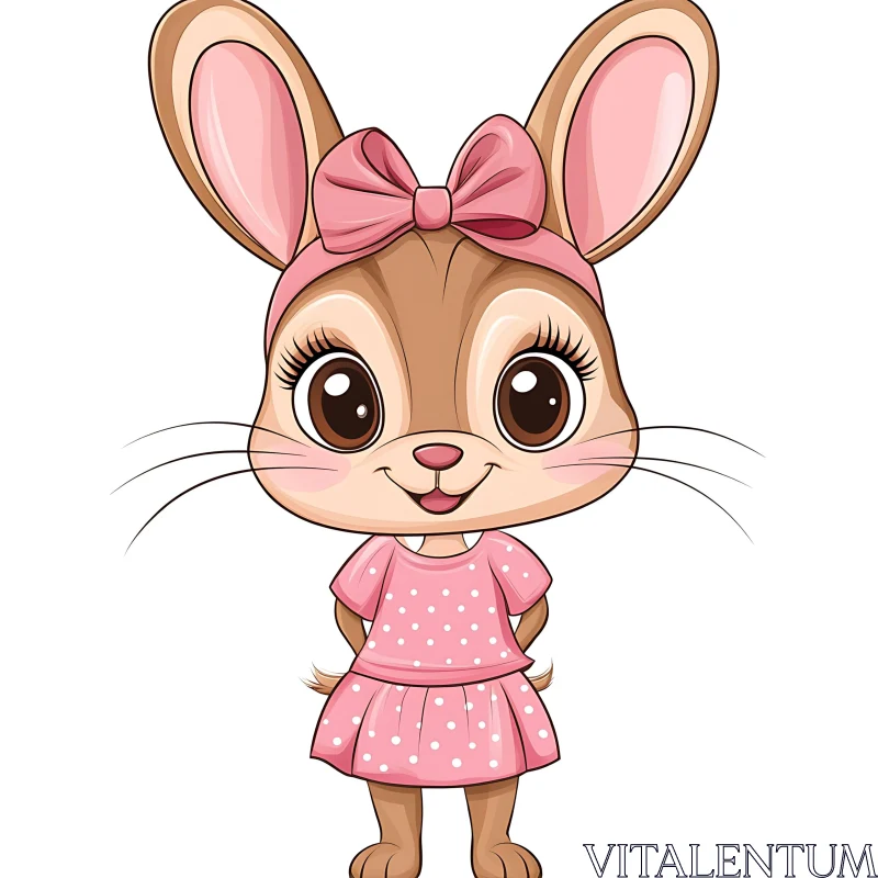 Adorable Cartoon Bunny with Pink Bow AI Image