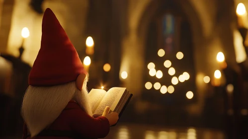 Gnome Reading by Candlelight