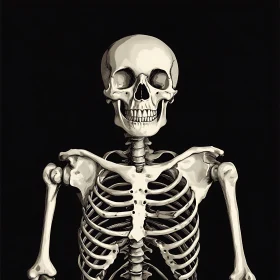 Anatomical Skeleton Illustration on Black