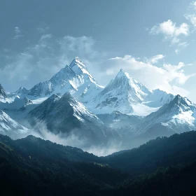 Majestic Mountain Range Cloudscape Scenery