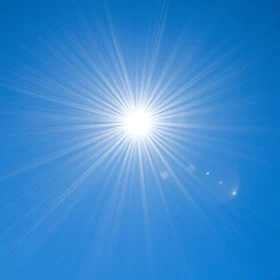 Sun Rays in Azure Sky