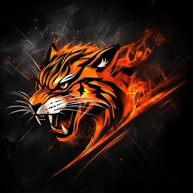 Burning Tiger Portrait Illustration