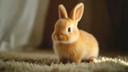 Charming Bunny Resting on Cream Carpet