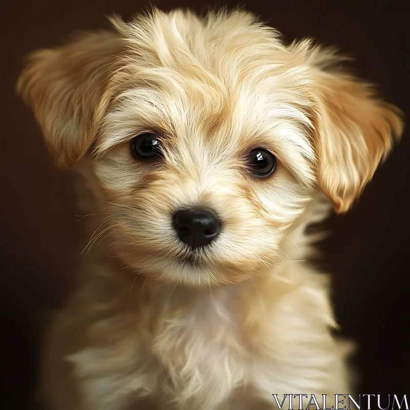 Cute Fluffy Puppy with Expressive Eyes AI Image