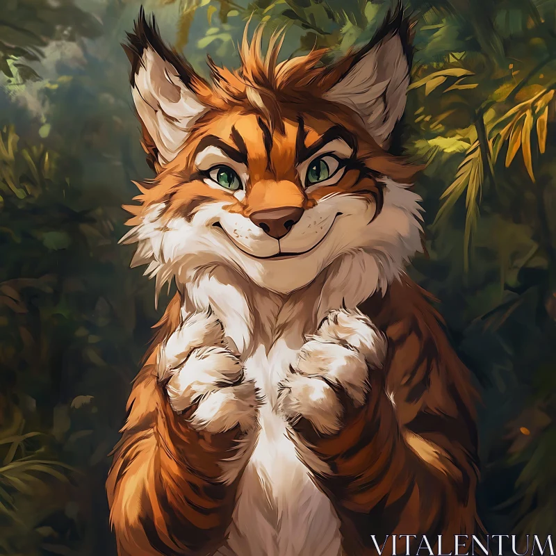 Anthropomorphic Tiger with a Warm Smile AI Image