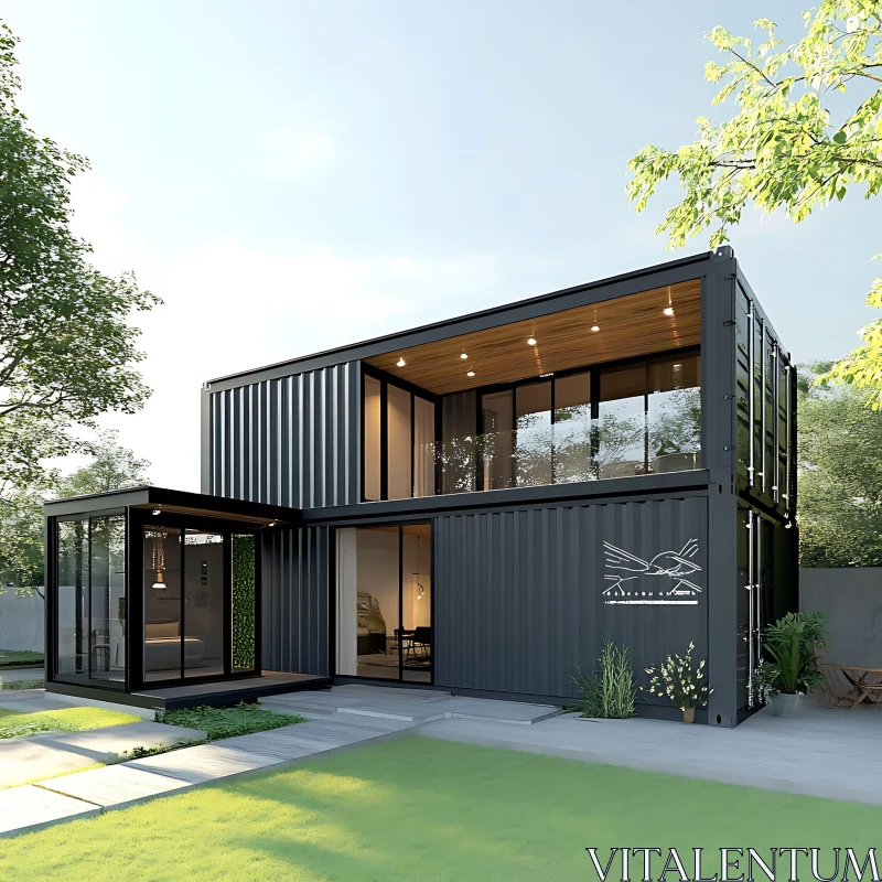 Sustainable Living in a Modern Container Home AI Image