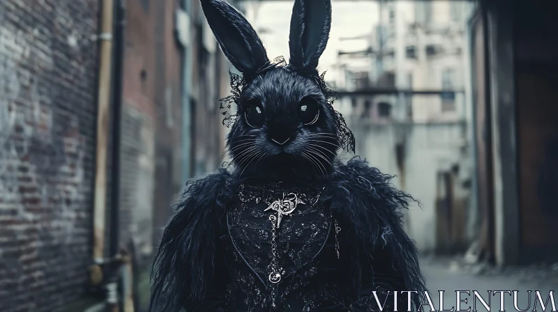 AI ART Dark Rabbit Character in Urban Setting