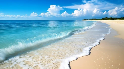 Seascape with Wave and Sandy Shore