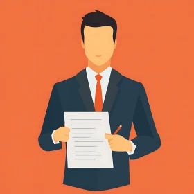 Faceless Businessman with Document Illustration