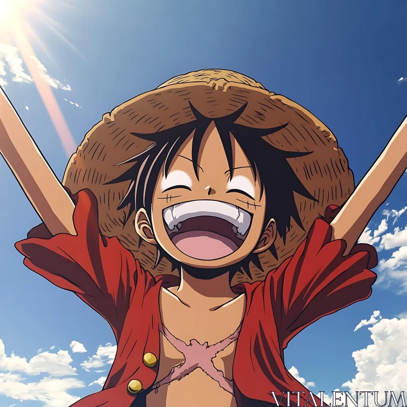 AI ART Happy Anime Character with Straw Hat