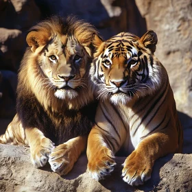 Portrait of a Lion and Tiger