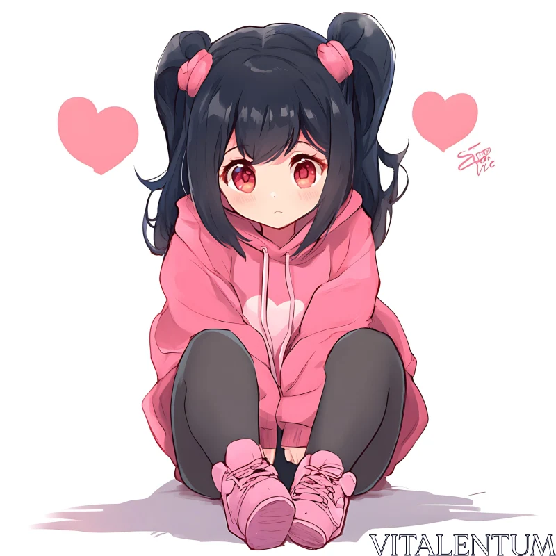 Adorable Anime Girl in Pink Outfit AI Image