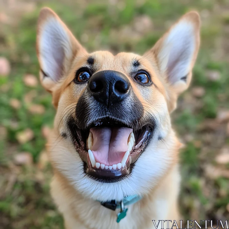 Smiling Dog Portrait in Nature AI Image