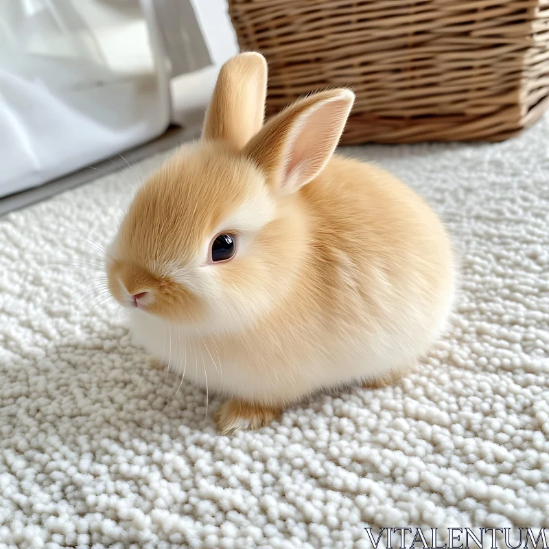 Charming Light-Brown Bunny on Soft Texture AI Image