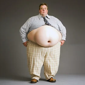 Man Posing with Overweight Belly