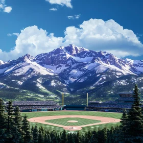 Baseball Stadium with Mountain Backdrop