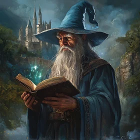 Old Wizard and Magic Book