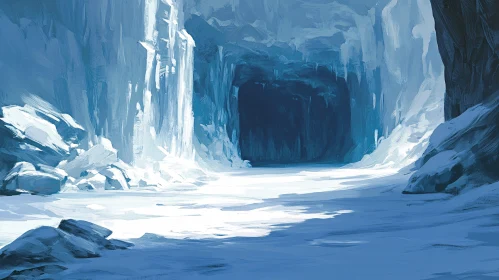 Luminous Blue Ice Cave