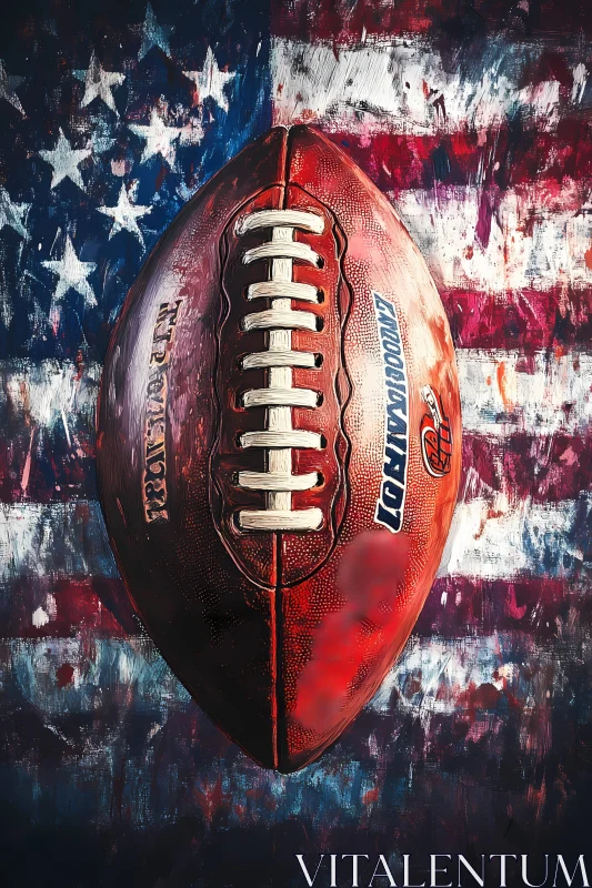 Artistic American Football with Flag Background AI Image