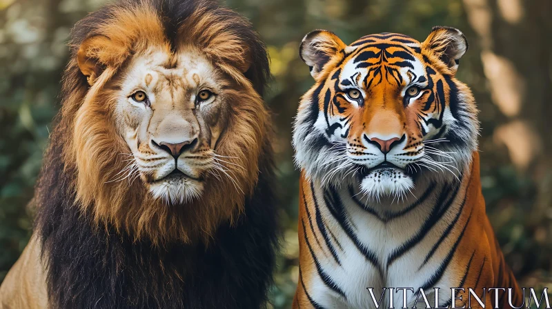 Portrait of a Lion and Tiger AI Image