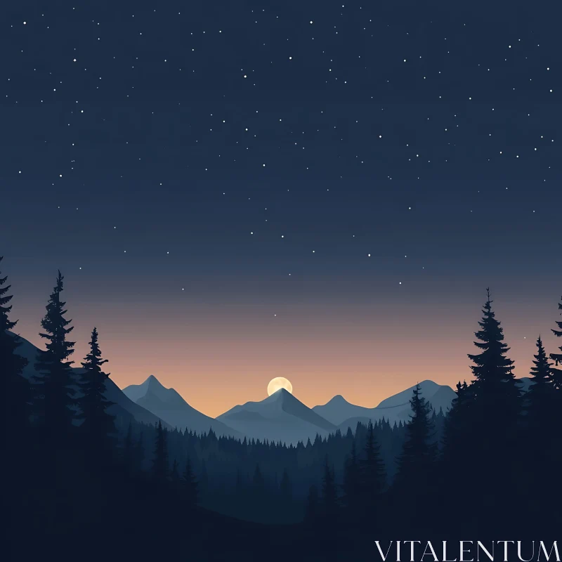 AI ART Twilight Mountain Serenity