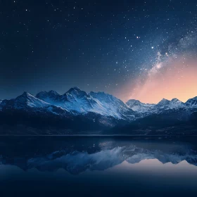 Starlit Mountain Lake Reflection