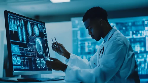 Doctor Examining Medical Scans