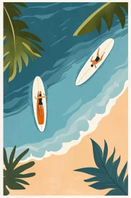 Tranquil Surfing Scene at Tropical Beach