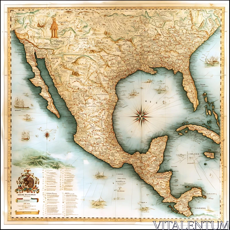 AI ART Historical North America Map - Antique Cartography