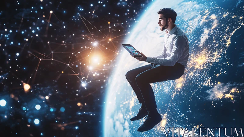 Man Connecting on Earth AI Image