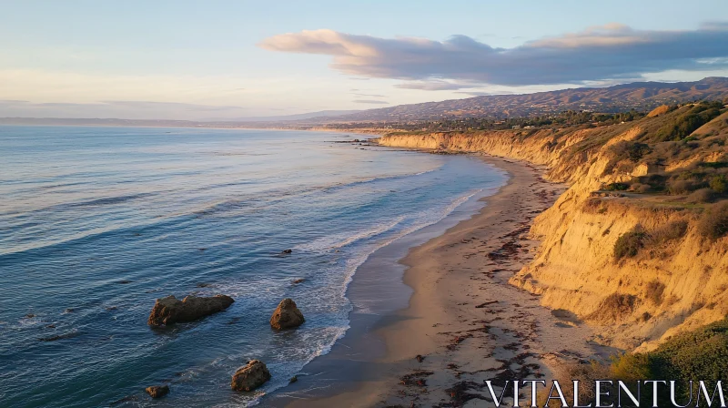 Coastal Serenity: A Beachfront View AI Image