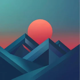 Abstract Mountain Sunset Scene