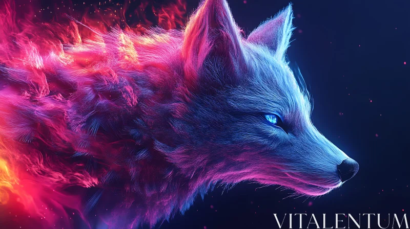 AI ART Colorful Wolf Head Illustration