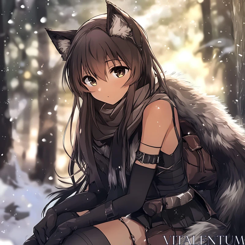 AI ART Winter Fantasy Anime Girl