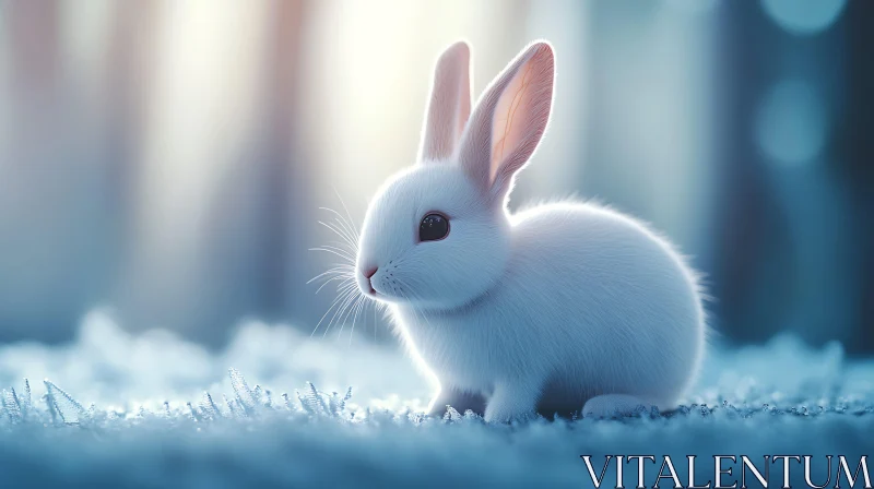 AI ART Snowy White Rabbit in Winter Light