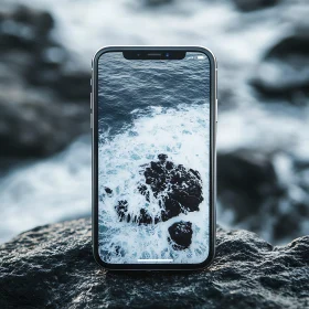 Waves Crashing on Rocks