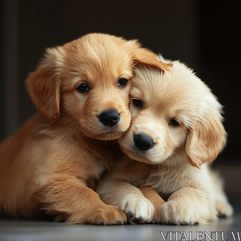 AI ART Golden Retriever Puppies Close-Up