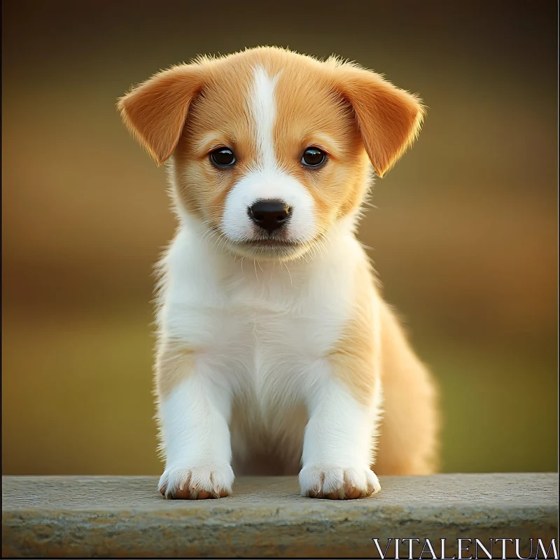 Endearing Puppy with Expressive Eyes and Perky Ears AI Image