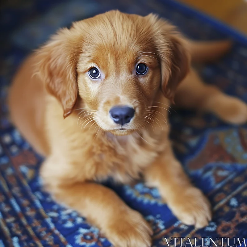 Cute Golden Puppy Resting AI Image