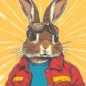 Rabbit in Jacket: A Stylish Cartoon