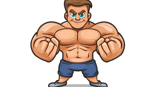 Stylized Bodybuilder Cartoon Character