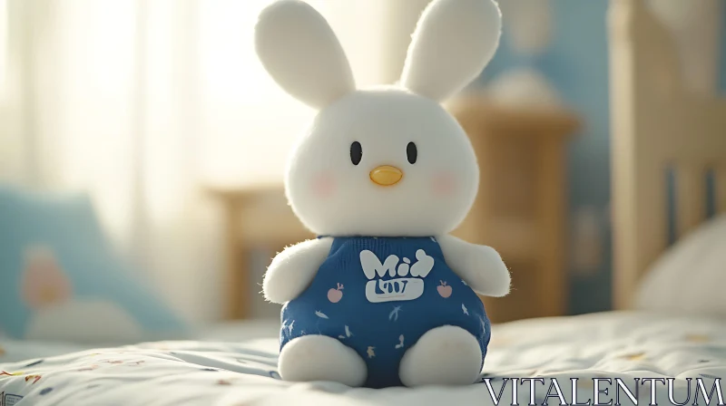 Charming White Bunny Plush Toy AI Image